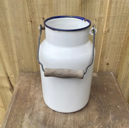 White enamelled 2 litre churn.