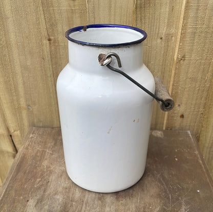 White enamelled 2 litre churn.