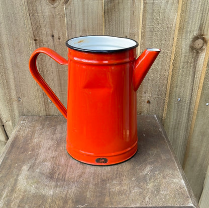 Enamel 2 litre coffee pot No lid, orange.