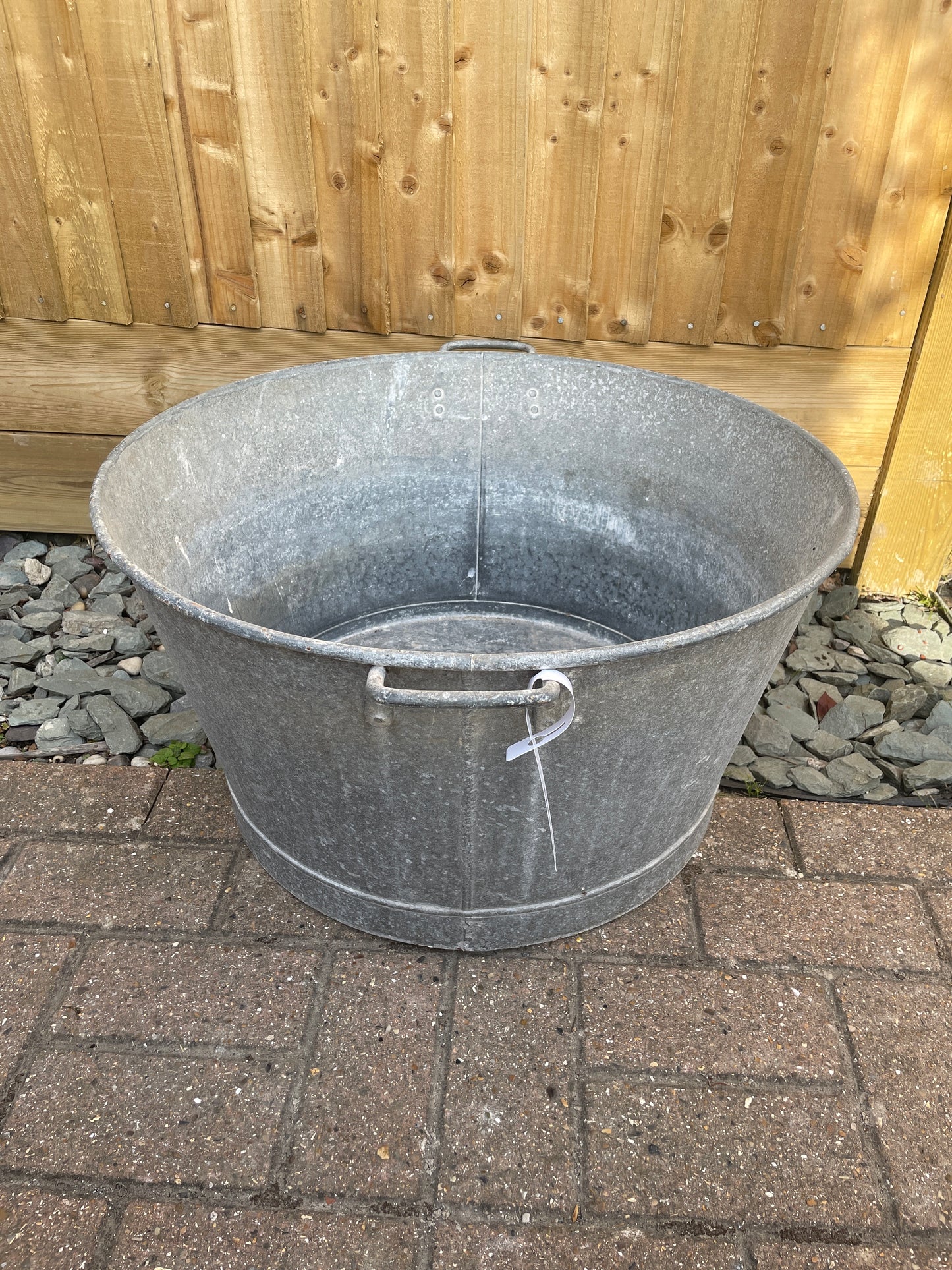 French Round 61cm galvanised tub garden planter.