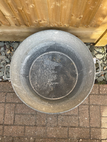 French Round 61cm galvanised tub garden planter.