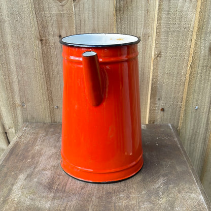 Enamel 2 litre coffee pot No lid, orange.