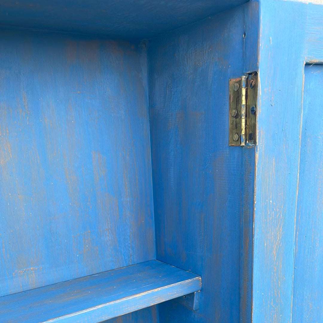Handcrafted painted wooden cupboard wall cabinet.