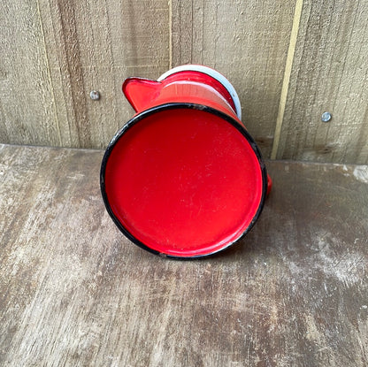 Mini enamel coffee pot with lid Red and white.
