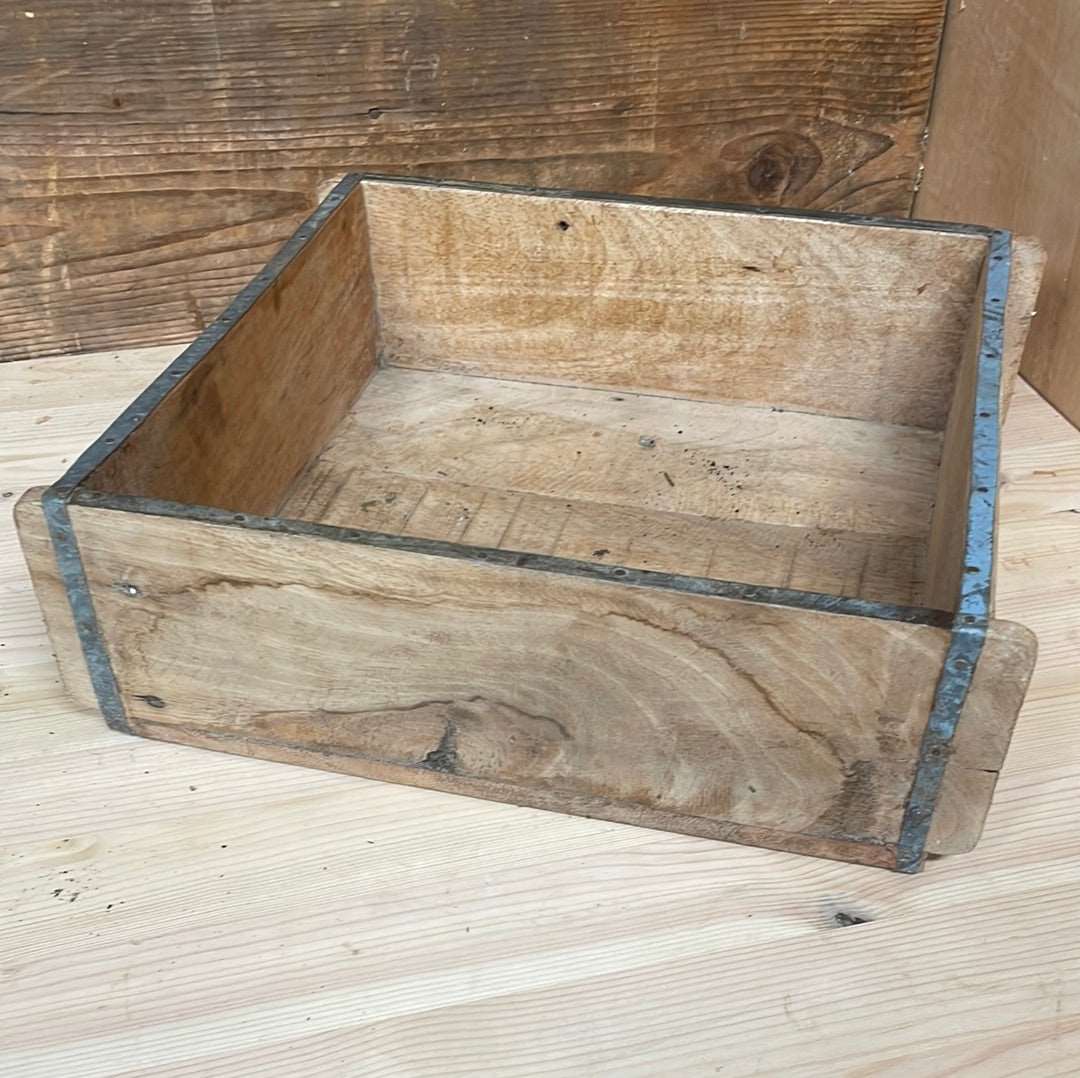 Square Indian rustic wooden brick mould plant container wooden box.