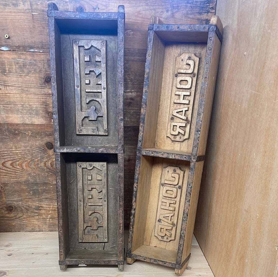 Indian rustic wooden double brick mould plant container wooden box.