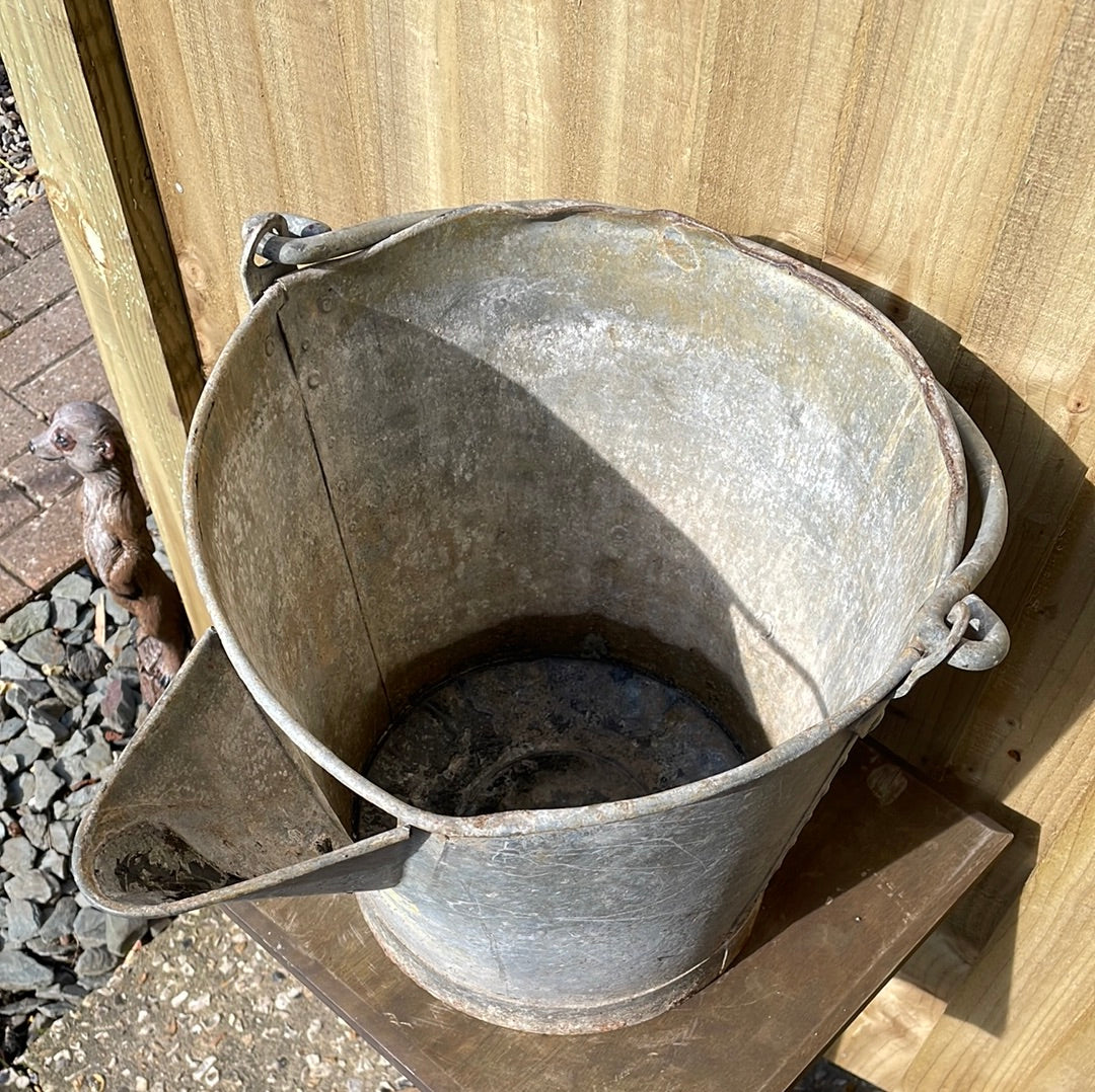 Vintage Galvanised Bucket with Pourer and Handles.