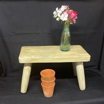 Solid wood painted 4 legged stool small low table pot stand.