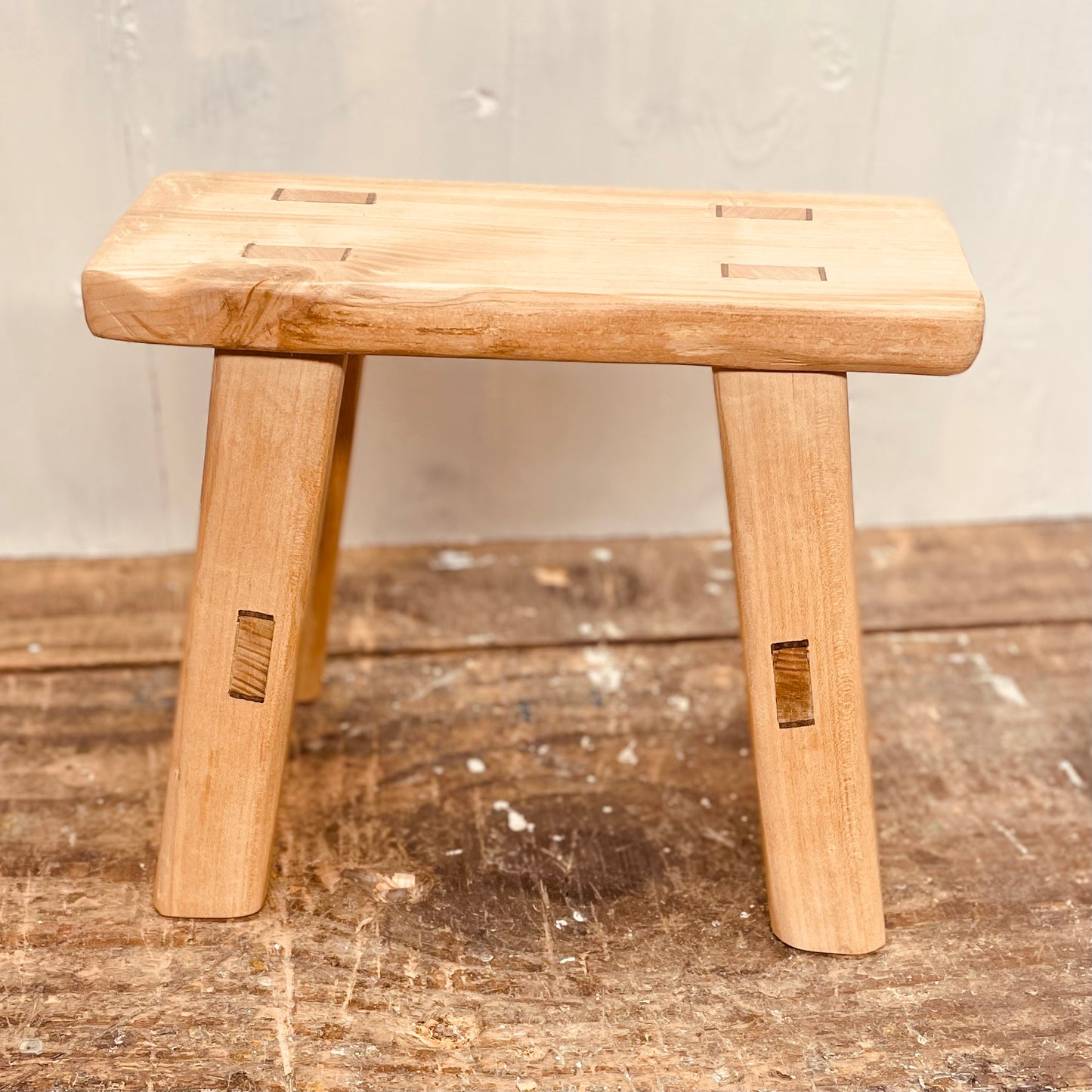 Mini cherrywood handcrafted 4 legged stool.