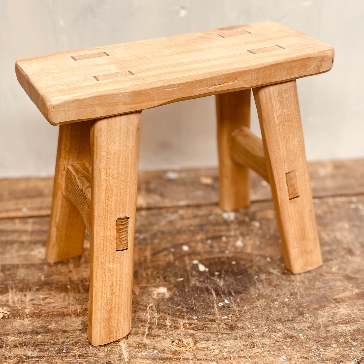 Mini cherrywood handcrafted 4 legged stool.