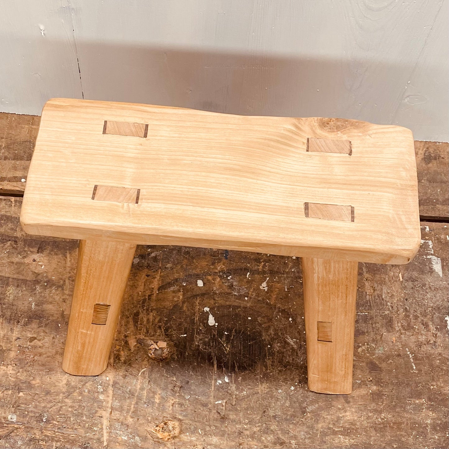 Mini cherrywood handcrafted 4 legged stool.