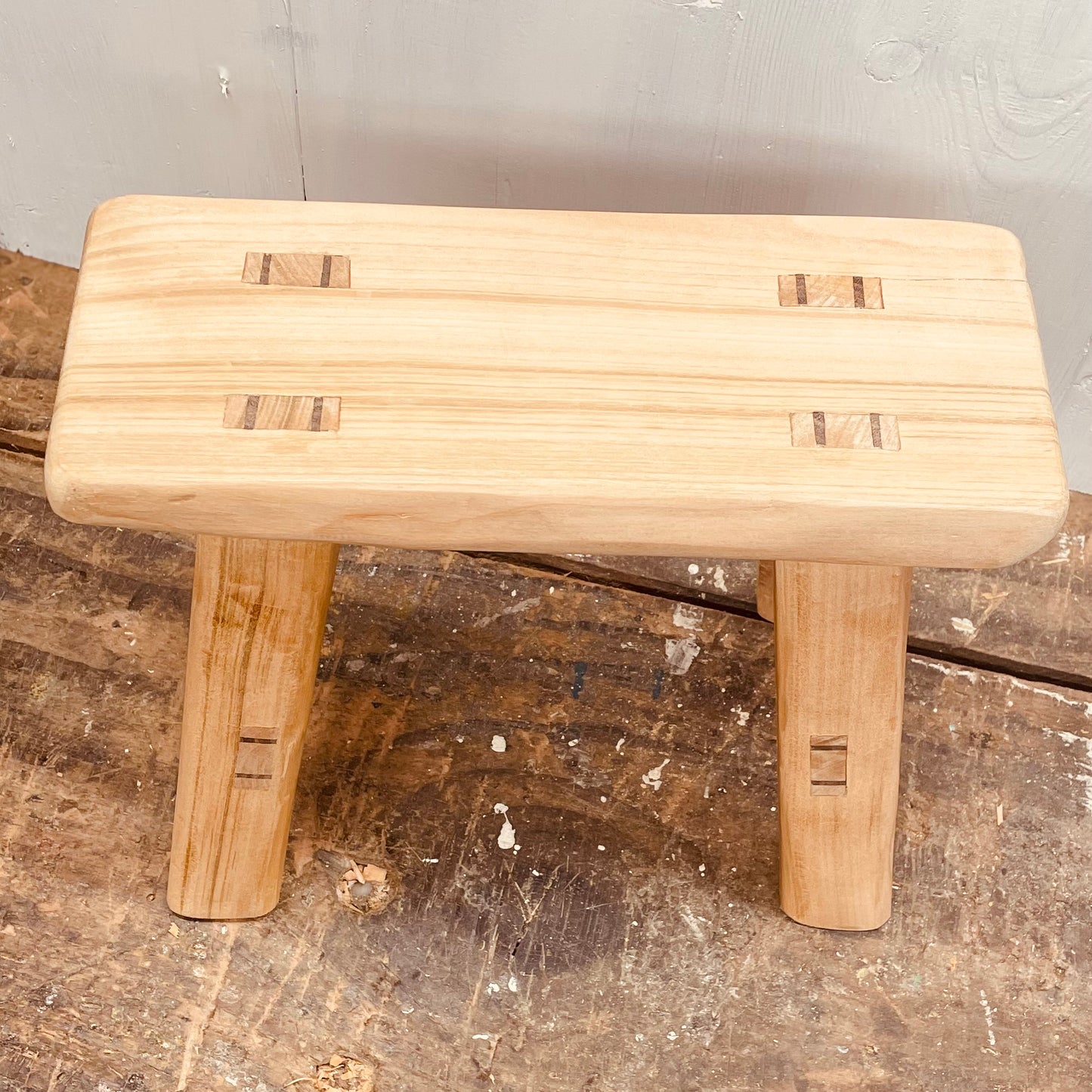 Mini handcrafted 4 legged cherrywood stool.