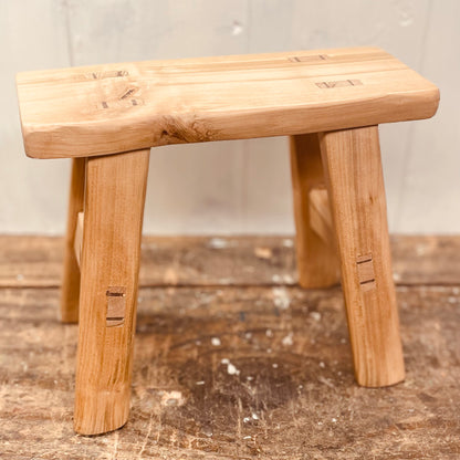 Mini 4 legged cherrywood handcrafted stool.