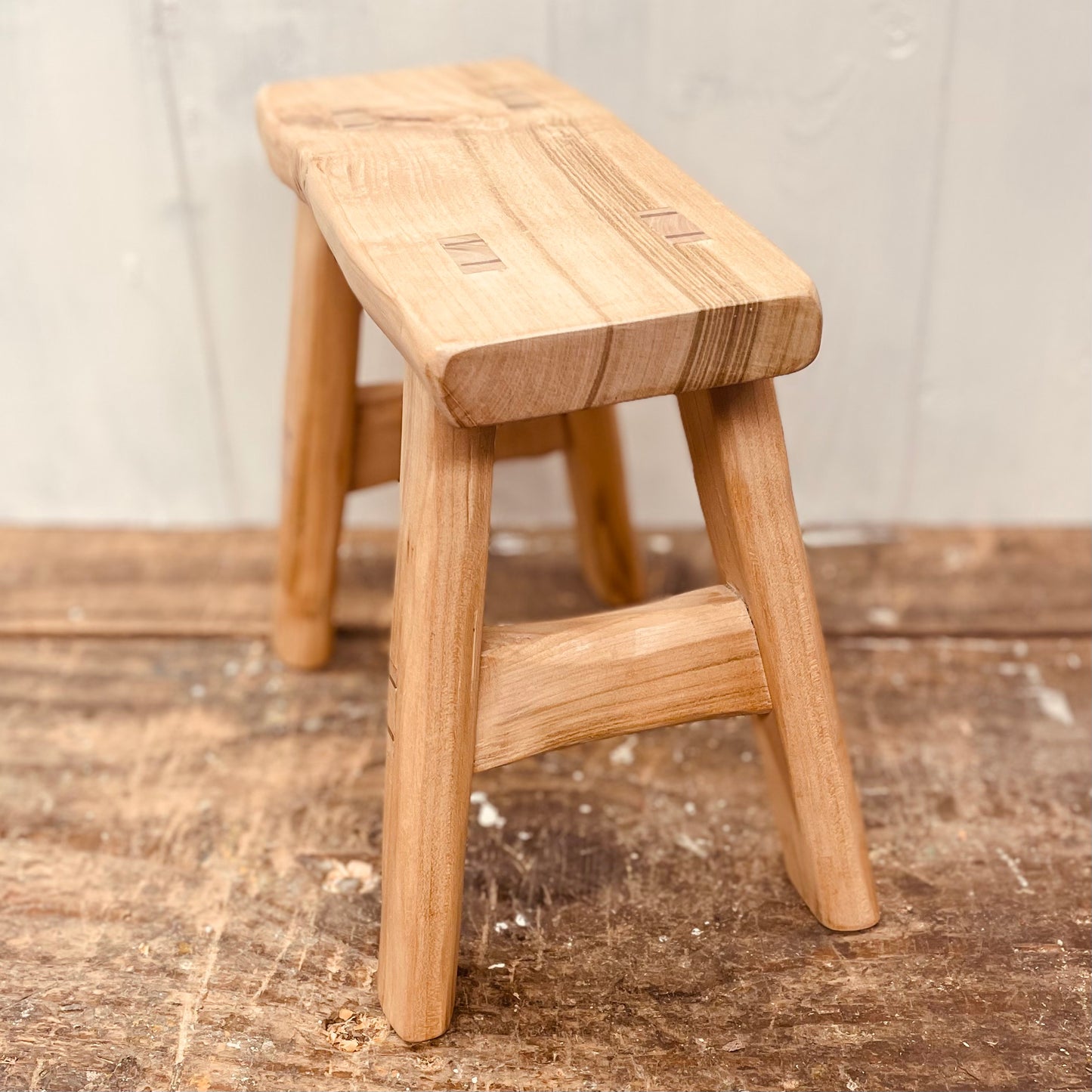 Mini 4 legged cherrywood handcrafted stool.