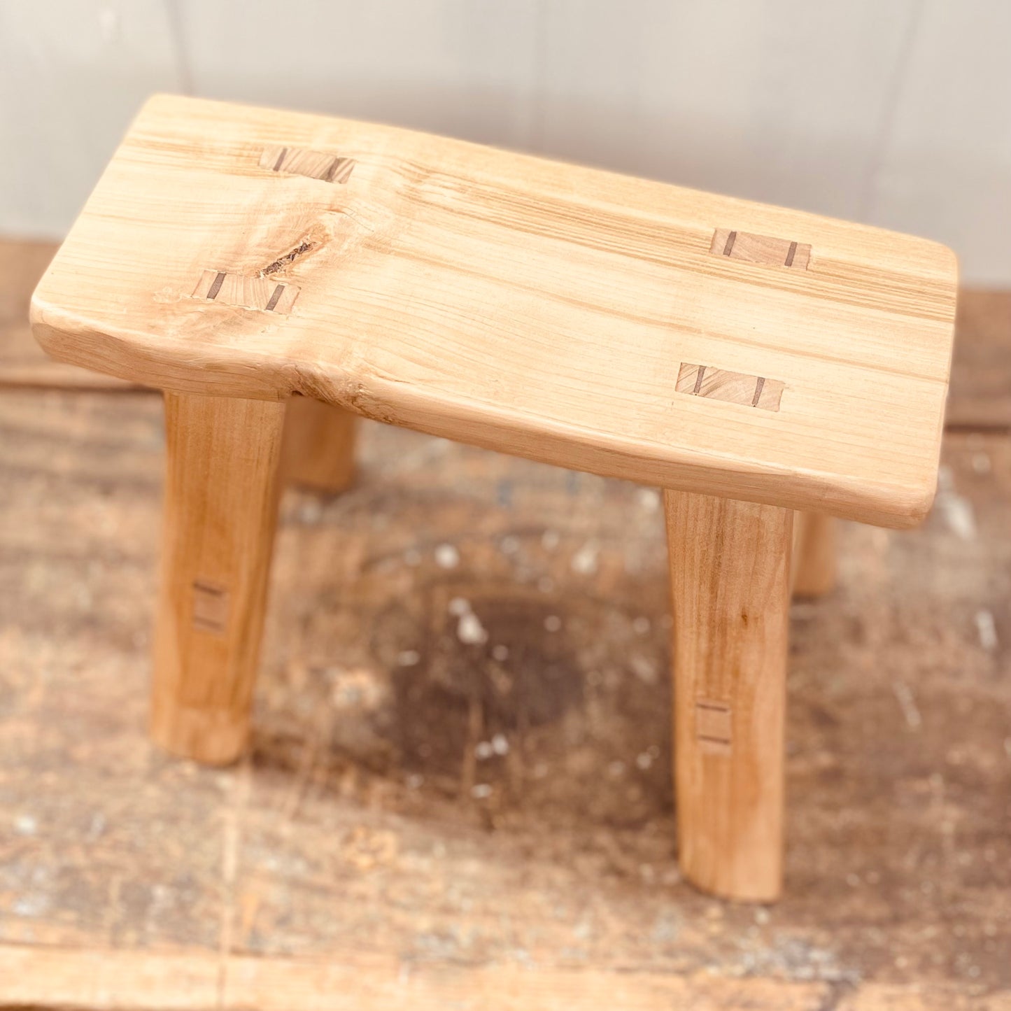 Mini 4 legged cherrywood handcrafted stool.