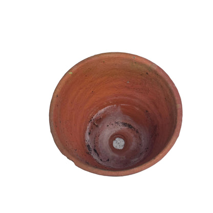 Terracotta pot on a white surface 