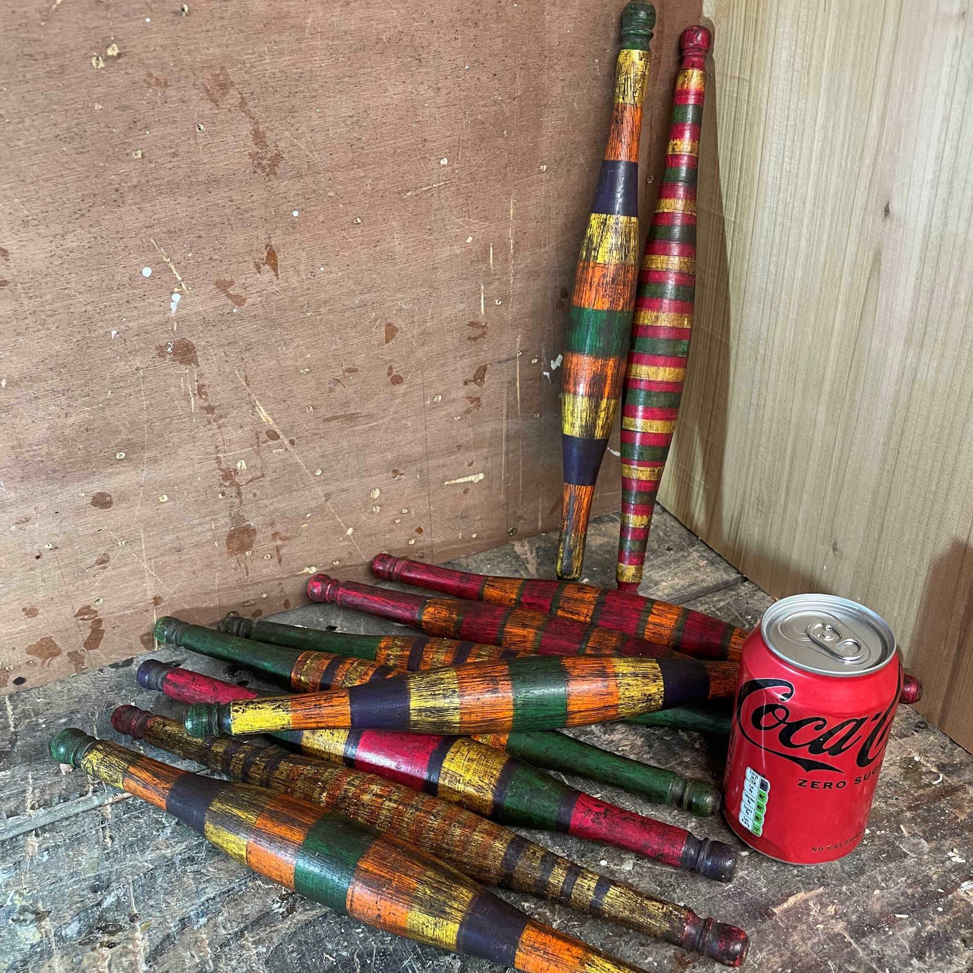 Selection of wooden painted rolling pins.