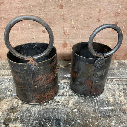 Single round metal pot planter set of 2