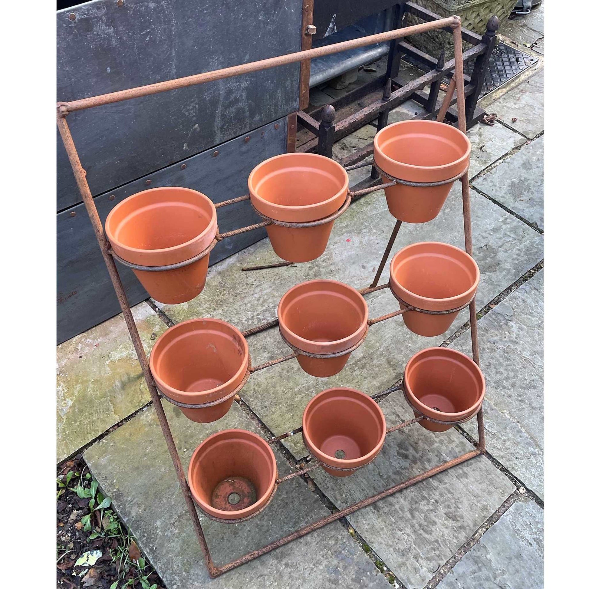 Metal tiered plant theatre pot stand 9 pot