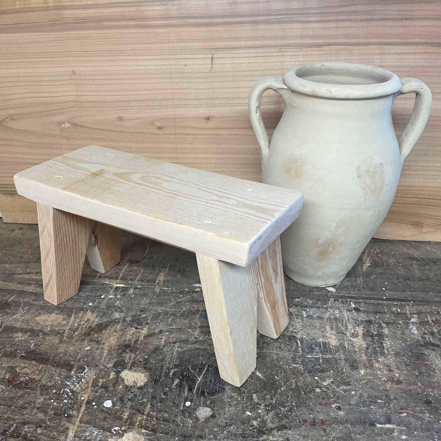 Handmade wooden stool.