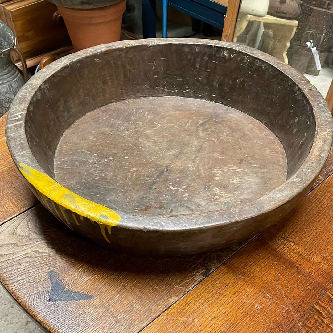 Carved Asian large wooden parat bowl.