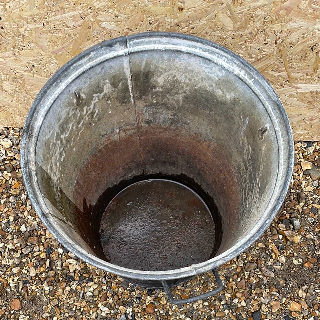 Galvanised tapered bin planter rustic black 47cm.
