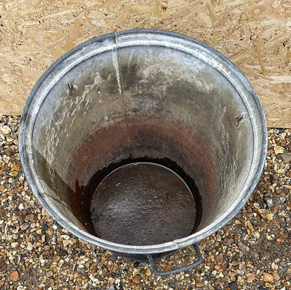 Galvanised tapered bin planter rustic black 47cm.