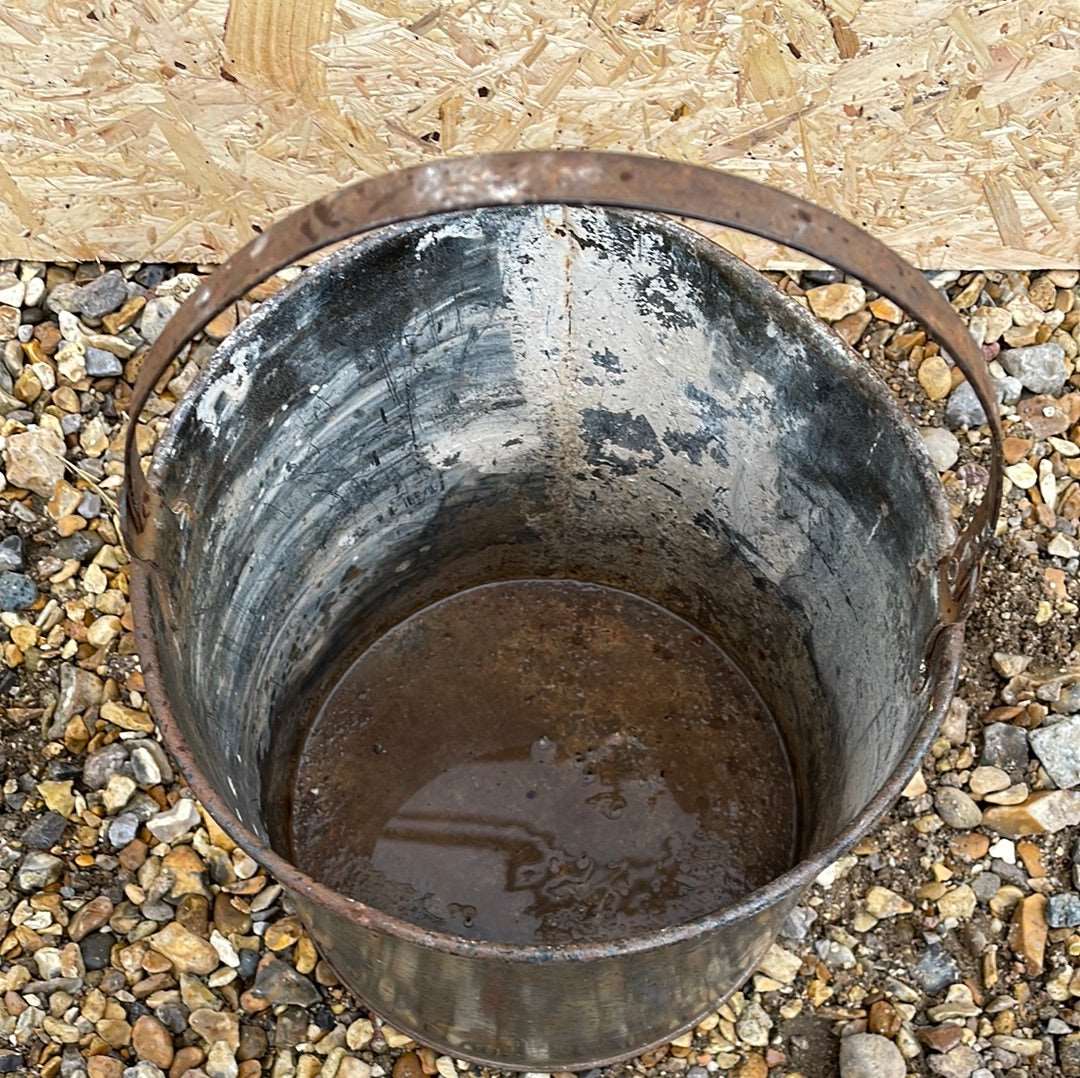 Large galvanised rustic vintage paint kettle.
