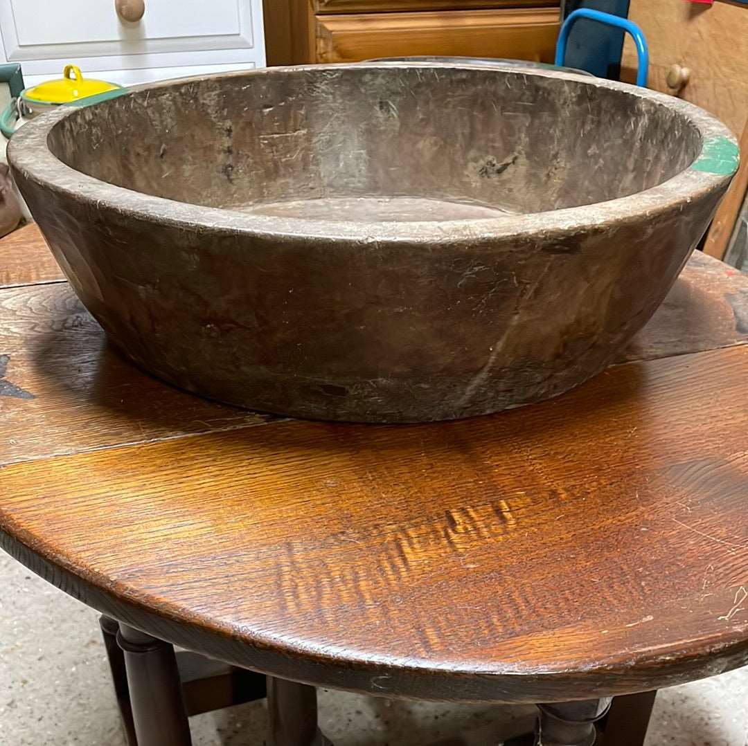 Carved Asian wooden parat bowl large.