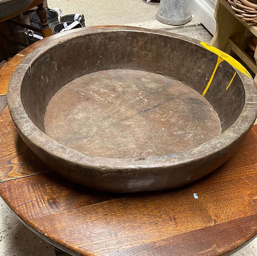 Carved Asian large wooden parat bowl.