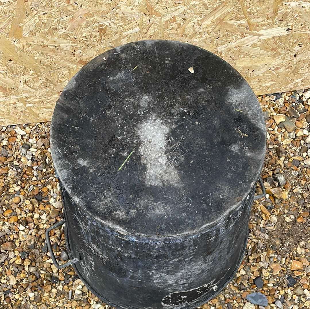 Galvanised tapered bin planter rustic black 47cm.