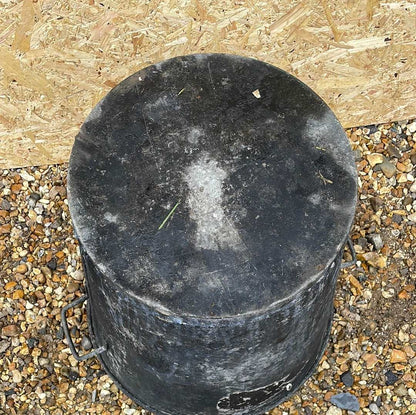 Galvanised tapered bin planter rustic black 47cm.