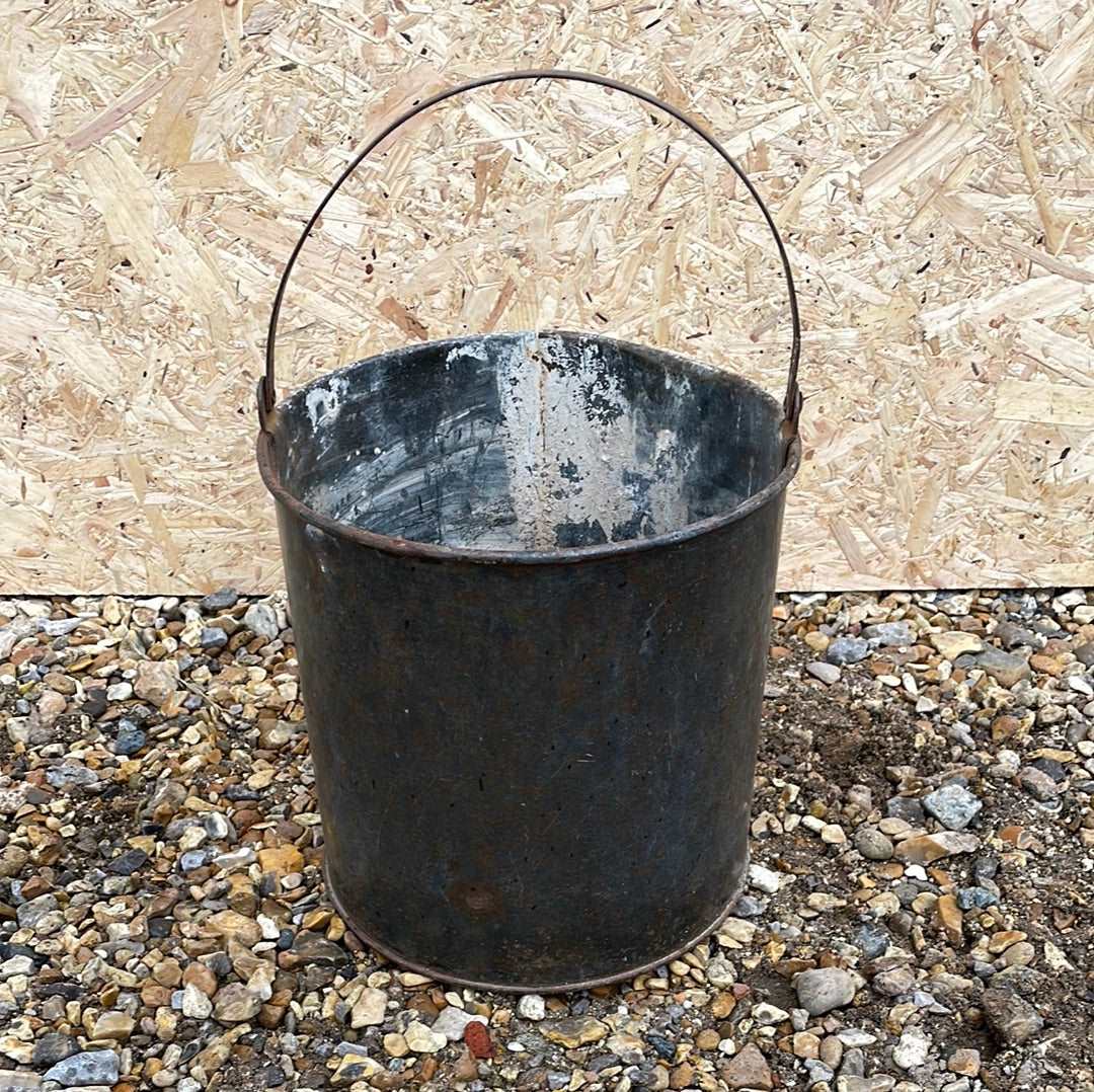 Large galvanised rustic vintage paint kettle.