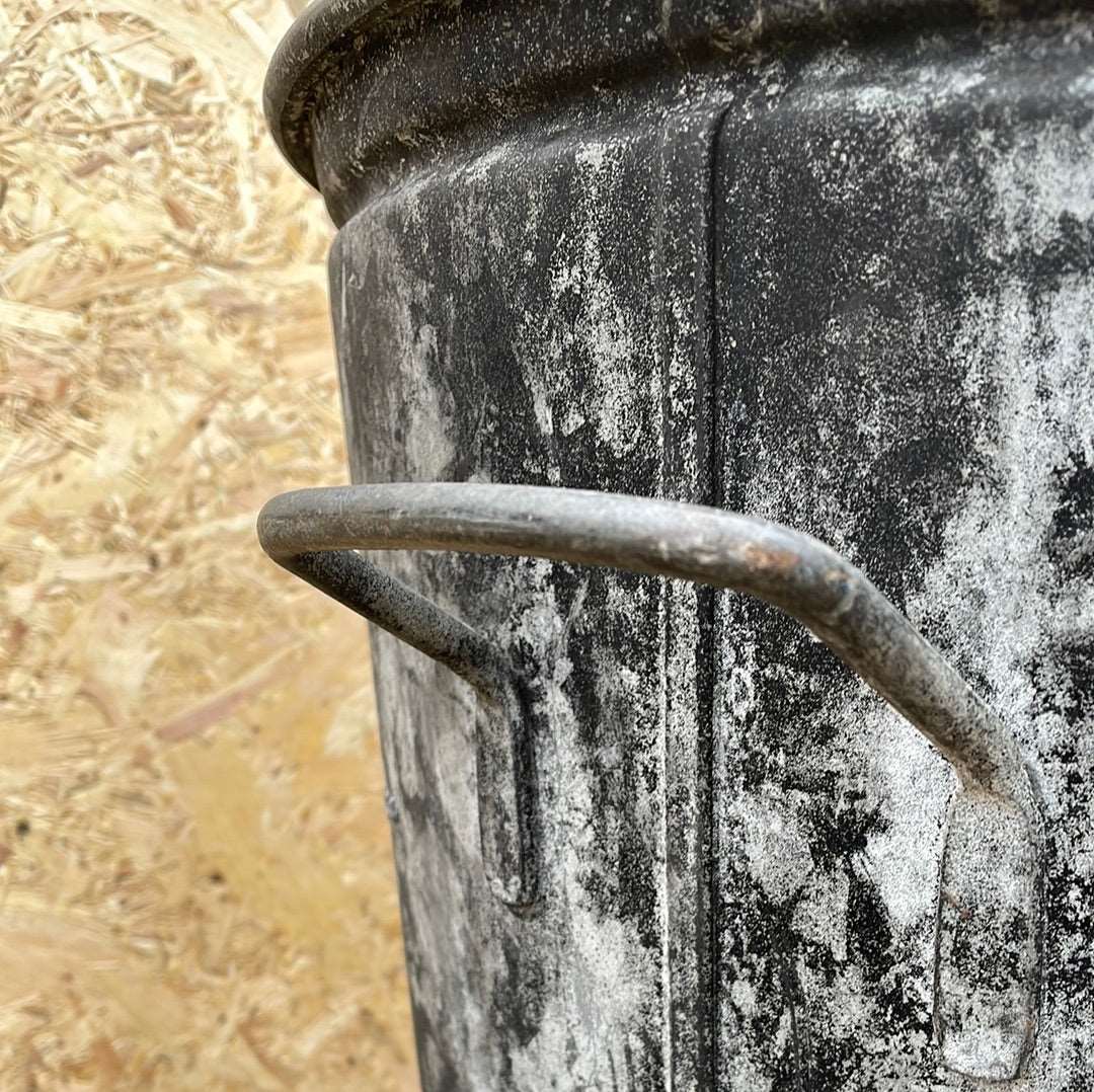 Galvanised tapered bin planter rustic black 47cm.