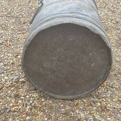 Small galvanised dustbin with lid.