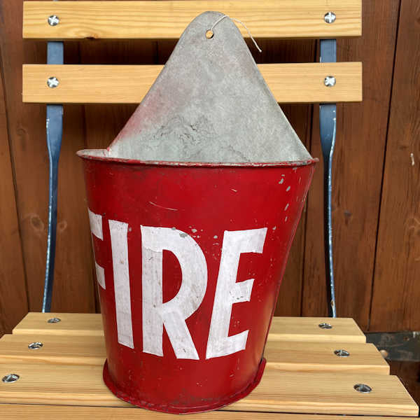 Metal Wall Planter Red Fire Bucket 32cm